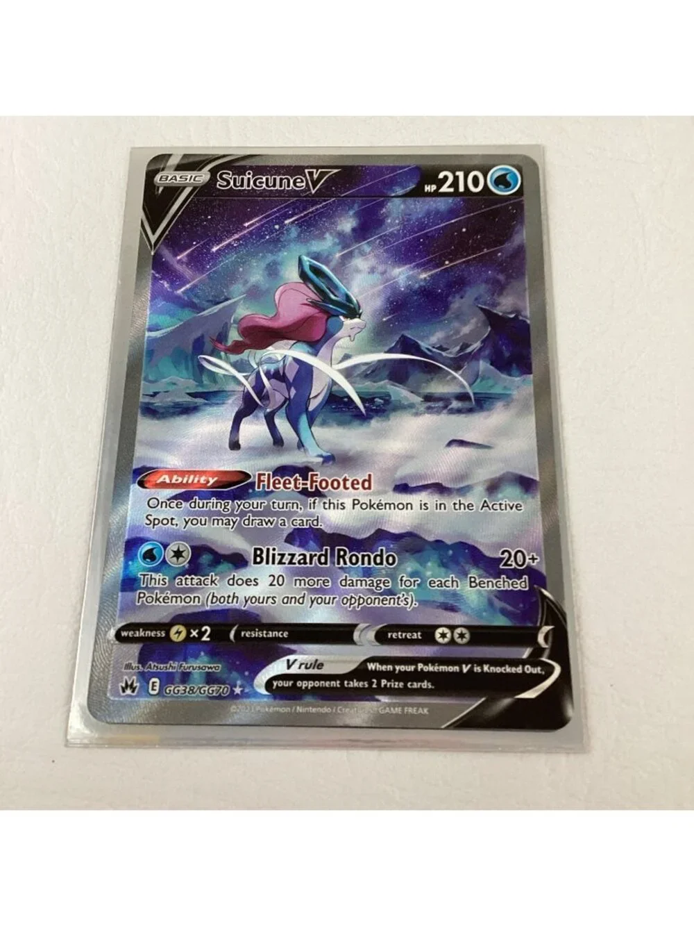 Suicune V GG38/GG70 Pokemon SWSH: Crown Zenith: Galarian Gallery Holo Full Art